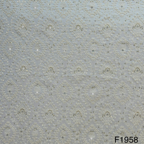 Dyeable Thread Sequins Embroidered Georgette